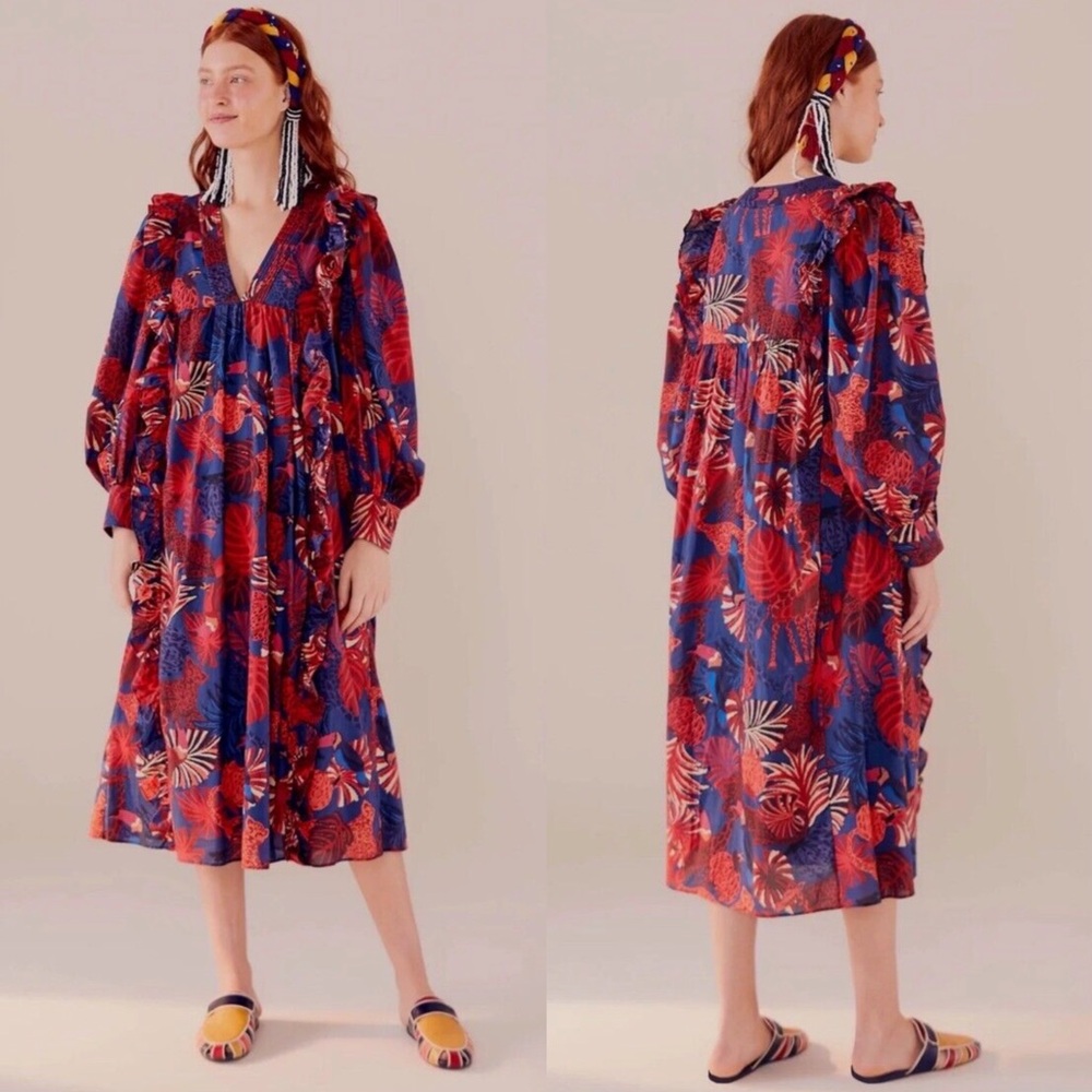 FARM RIO Animal Tapestry Midi Dress